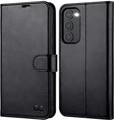OCASE Hülle für Samsung Samsung Galaxy S23 Handyhülle Schwarz 6,1 Zoll | Premium PU Leder Kartenfach Standfunktion Cover RFID Schutzhülle Etui Klapphülle