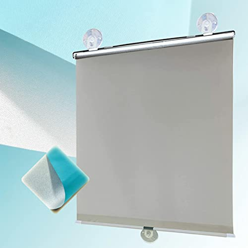 KOOEIN Verdunkelungsvorhang-mit Saugnäpfen Sonnenschutz Rollo, UV-Schutz, Thermo Gardinen, für Sichtschutz, Blickdicht Jalousien, fensterrollo mit Stärke Saugnäpfe,Grey-68x125cm/27x49in