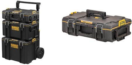 DEWALT Kit 3 en 1 TOUGHSYSTEM DWST83402-1 - 2 Coffrets Petite et Moyenne Contenance et 1 Coffret Mobile Grande Contenance - 554 x 500 x 1150 mm & Coffret TOUGHSYSTEM Petite Contenance DWST83293-1