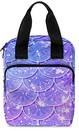 SEANATIVE Bibelhülle Bibelhülle Lila Meerjungfrauenwaage Druck Frauen Bibeltasche Tragbare Bibeltasche Tragetasche für Bibelstudium, Outdoor
