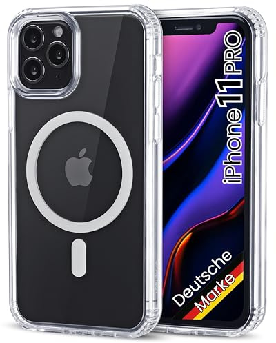 JProtect für iPhone 11 Pro Hülle für Magsafe (TOP Schutz & Magnetkraft) Magnetische Handyhülle Transparent für iPhone 11 Pro - Hülle Magnet für MagSafe Zubehör Case Stoßfest
