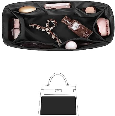 KINGS IN BAG Organizer-Einsatz für Kelly 32, seidiger Geldbörsen-Organizer für die Innenseite, leichter Shaper, kompatibel mit Hermes Kelly 32 Tasche, mehrere Farboptionen (Schwarz, KE 32)
