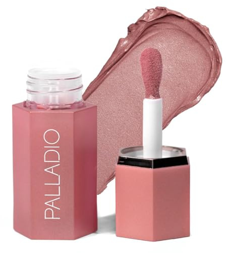 Palladio Liquid Blush for Cheeks & Lips 2-in-1 Makeup Face Blush, Weightless Cream Formula, Smudge Proof Long-Wearing Pigmented Blush, Natural Look Makeup Face Blushes, Shimmer Finish, Dainty