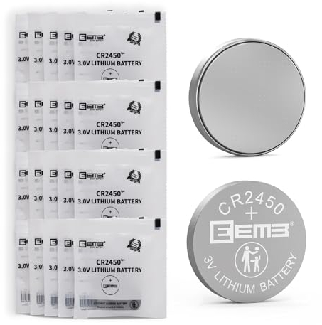 EEMB Paquete de 20 Pilas de botón de botón 2450 CR2450 de 3 V y 3 voltios, batería de Litio Resistente a los niños, Paquete de Seguridad