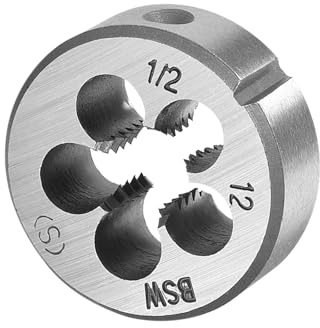 CoCud Troquel Redondo, 1/2-12 BSW, Rosca de Acero de Aleación para Roscado a Mano Derecha - (Aplicaciones: para Procesar Roscas Externas en Metal y Plástico)