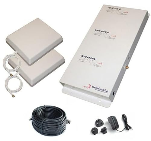 Stella Doradus - Booster/répéteur de Signal Mobile Triband GSM + 3G + 4G (800Mhz, 900Mhz et 2100Mhz) - 1000m²