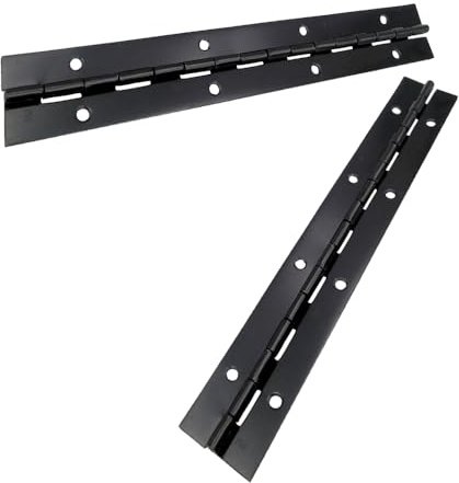 SENRISE Bisagra de piano, 2 unidades, bisagras de hierro negro con agujeros para pianos, puertas de armario y ventanas grandes, 250 x 30 mm