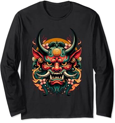 Oni Masque japonais démon mystique Oni Visage Manche Longue