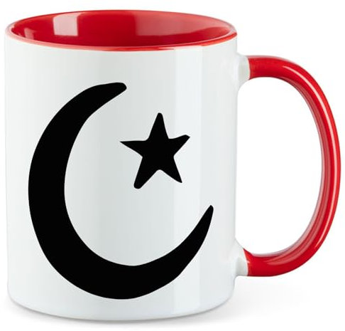 Huuraa Tazza da caffè Mezzaluna e Stella Tazza da tè Regalo Rossa 330ml Mezzaluna e Stella Presente