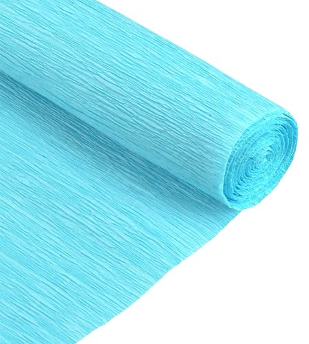 QUARKZMAN Krepppapier 50 x 210 cm Kräuselpapier Pastell Crepe Paper Seidenpapier Floristenkrepp Crepe-Papier zum Basteln Dekoration Geschenk Verpackung Blumen, Seeblau