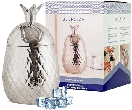Ananas Eiskübel Metall/Eiskübel mit Deckel/Party Obst Eimer/Eiskübel für Partys (Silber)