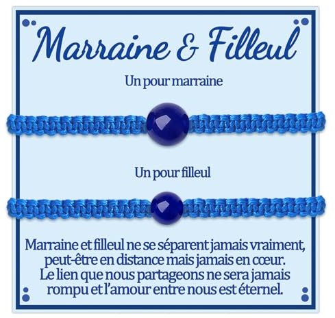 Marraine Filleul Bracelet Cadeau Marraine et Filleul Bracelets Marraine Demande Cadeaux Noel Bapteme Fetes Des Mere Anniversaire Femme A Mon Filleul Cadeau Homme Original Idee Bijoux pour 2 Pièce