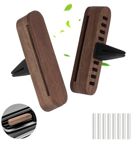 2 unidades de difusor de coche, difusor de madera para aceites esenciales con 8 almohadillas de relleno, ambientador de coche para interior de coche, difusor de aire para más diversión y placer de