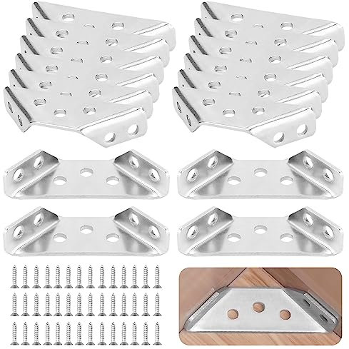 35 Stk Universeller Eckverbinder Holz Winkelverbinder Edelstahl Dreiecksstütze, Möbelbau Metall Winkel Dreieck Eckwinkel, Triangle Bettwinkel Eckverbinder mit Schraube Möbelwinkel für Holz, Schränke