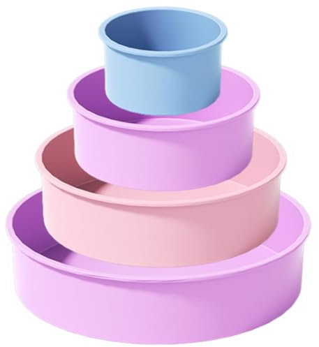LURNODY Set de 4 Moules à Gâteaux Rond, Moule Gateau, Moule Silicone, Moule à Cake Silicone Moule Patisserie pour Gateau, Mousse, le Dessert