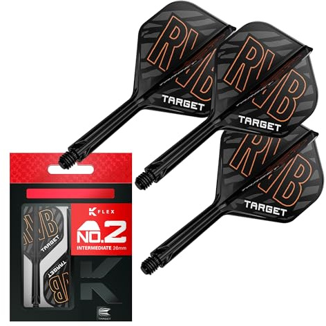 Target Darts Raymond Van Barneveld K Flex Flights und Shaft System, No.2 | Packung mit 3 Kflex All In One Flights, Player Edition Darts Zubehör | K-Flex Dart Schaft Short/Intermediate/Medium