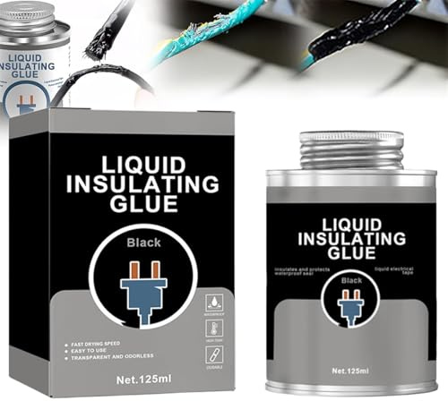 Liquid Insulating Glue, Liquid Electrical Tape Waterproof, Insulating Electrical Tape Glue, High Temperature Resistant Wire Insulation Glue, for Home Wires Cables (Black-1Pcs)