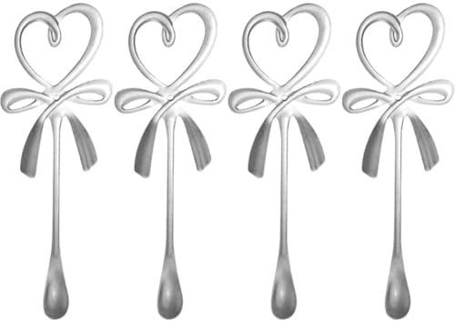 AMOYER 4 Cucharas para Café con Leche, Cuchara De Café De Acero Inoxidable, Pequeña Cuchara Agitadora, Bonita Taza Colgante, Cucharas De Postre para Cocina Y Hogar