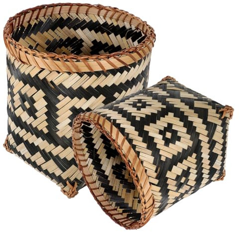 KOMBIUDA Lot De 2 Corbeilles À Papier En Osier Panier De Rangement Tissé Décoration Dintérieur Panier À Fleurs