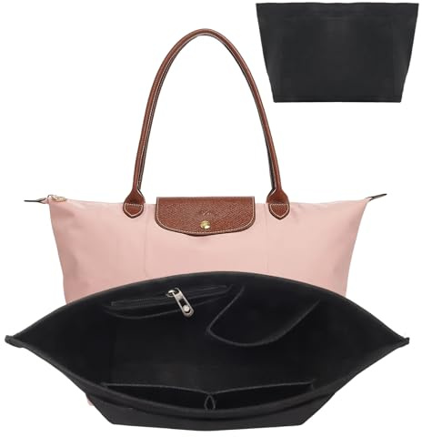 FANGCCC Organiseur de sac à main en feutre pour sac Longchamp, plusieurs poches, grande capacité (Noir, L)