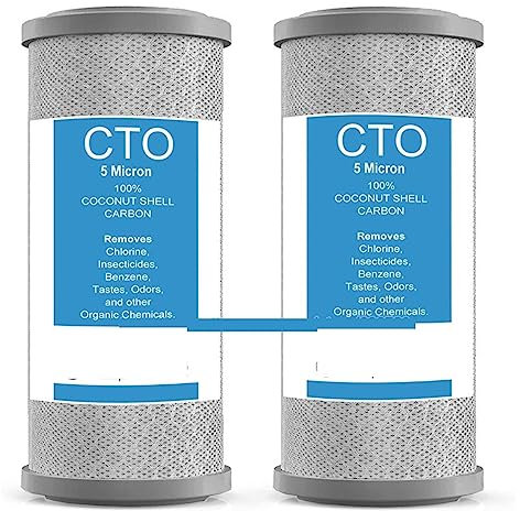 Filtros de Agua para Grifo, de filtración de agua for toda la casa de 2 etapas, con filtro de sedimentos CTO (cloro, sabor y olor), entrada/salida de 1, para uso doméstico debajo del fregadero(2 CTO