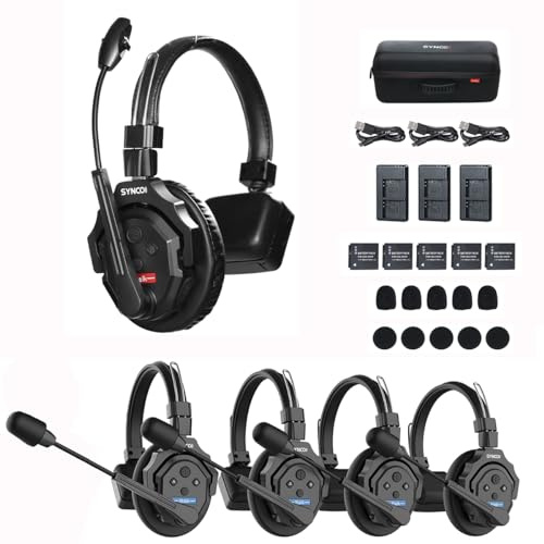 SYNCO XTalk X5 Casque sans fil avec système d'intercom 2,4 GHz Full duplex 350 M/1148 FT Surveillance en temps réel 20 heures d'autonomie de la batterie Casque de téléphone pour la communication
