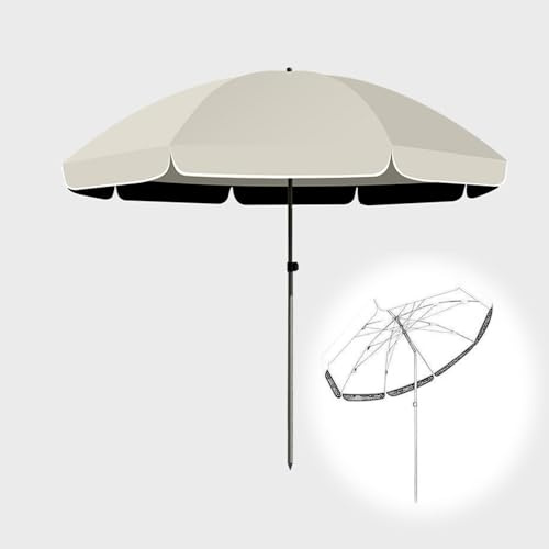 SMELEDFCFK Parasol De Plage Portable avec Fonction D'inclinaison, 200cm 240cm 280cm 300cm Parasol De Jardin, Parasol De Marché Protection UV Parasol Inclinable Hauteur Réglable(Beige,2.8m/9.2ft)