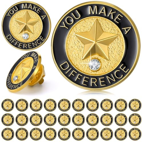 Yunlly 100 Pcs Employee of The Month Lapel Pins, You Make A Difference | Employee Recognition Appreciation Gift, Thank You Employee, Star Team Staff Volunteer Nurse Teacher Coworker Award Enamel Pin