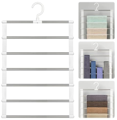 bssmmai 2 Stück Hosenbügel Platzsparend, Faltbare Hosenkleiderbügel, Hosenaufhängung um Platz im Kleiderschrank zu Sparen, Kleiderbügel für Hosen Platzsparend Jeans, Schals Handtücher (2)