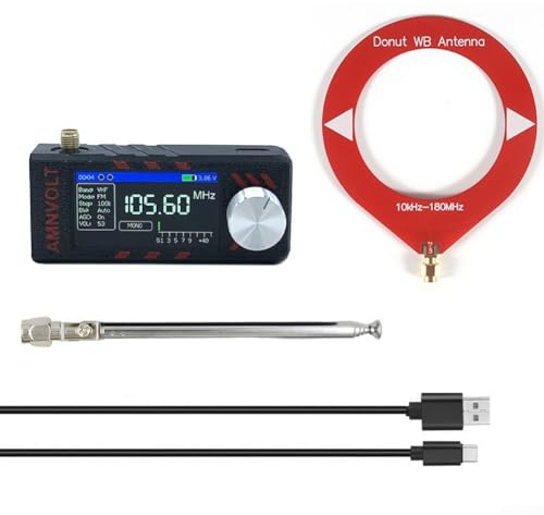 URPIZY Mini SI4732 Digitalradio Für ESP32-S3 Steuerung, 1.9 Zoll IPS Display, AM FM LSB USB Vollband Radio Mit Hi-Z Schaltung Und Teleskopantenne(red)
