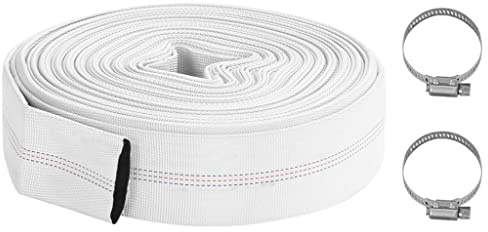 Tuyau de Refoulement Plat avec 2 Collier, Tuyau d'arrosage 20 m 2 PVC