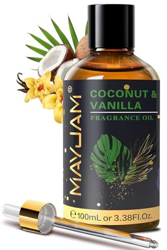 MAYJAM Aceite Perfumado de Coco y Vainilla Para Difusores 100ML | Aceite con Fragancia Para Aromaterapia de Aceites Esenciales, Quemador, DIY
