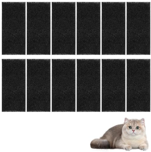 12 Piezas Filtro de Carbón Activado para Arena de Gato, 23 x 10 cm Filtros Arenero Gatos Cubierto, Eliminación de Olores, Compatible con Cajas de Arena Cerradas, Negro