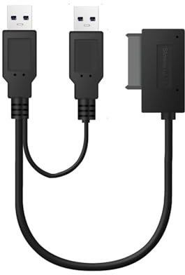 QSBVSO USB3.0 À M~ni SATA II 7 + 6 13 Câble de Conversion de l'adaptateur PIN Compatible with Ordinateur Portable CD/DVD ROM Lecteur Slimline(USB2.0 50CM)