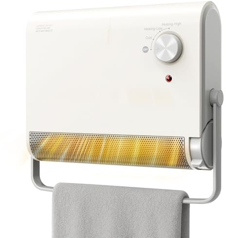 Electric Wall Heater for Bathroom, 2000W Helps Dry Clothes Space Silent Room Radiator Heater, Energy Efficient Portable Ceramic Fan, Thermostat 3 Modes, Overheat & Tip Over Protection for RV Bathroom