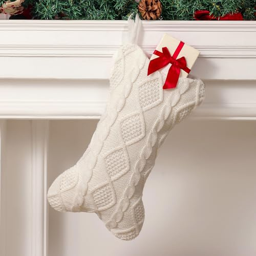 Weihnachtsstrumpf für Hunde, 18 X 6 Zoll Weihnachtsstrumpf Hundepfote, Nikolausstrumpf Hunde, Nikolausstrumpf Groß, Knochenform, Geeignet für Weihnachtliche Dekorationen und Kamindekorationen /Weiß