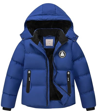 Zoofly Giacca Invernale Bambino con Cappuccio Rimovibile, Cappotti Bambini e Ragazzi con Fodera in Pelliccia Sintetica, Caldo Cappotto Invernale, Blu Scuro 152 (L)