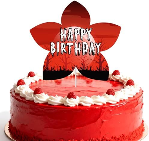 SAVITA Décorateur Gâteau Effrayant, Décoration Gâteau Happy Birthday en Forme de Fleur Décorations Anniversaire à l’Envers pour Garçons Filles Fournitures de Fête Halloween