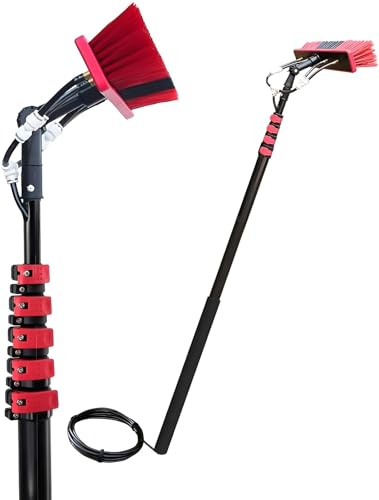 Fensterreinigungsbürste, 7.2 Meter ausziehbare Teleskopstange mit Wasserzufuhr, Reiniger für Solaranlagen(9.2m/30ft&Head35cm)