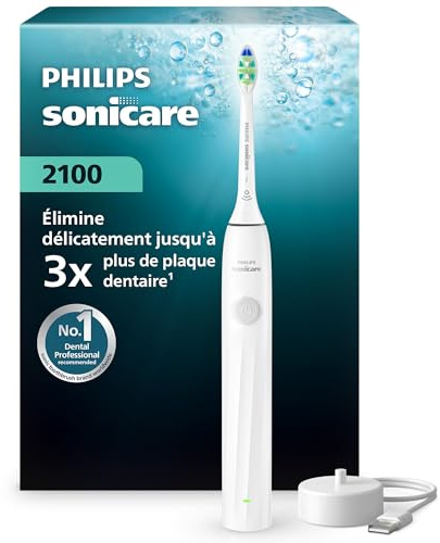 Philips Sonicare 2100 Series Electric Toothbrush - Sonic Toothbrush with 2 Intensity Levels, EasyStart Feature, SmarTimer, 14-Day Runtime, White, Model HX4021/01, [New]