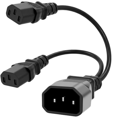 Flomiara C14 zu C13 Splitter Stromkabel, Kaltgeräte Splitter, IEC 320 2X cheC14 Netzkabel, Kaltgeräte Verlängerung, Netzkabel IEC-320 Power Y Typ Splitter Adapter Kabel 250V 10A