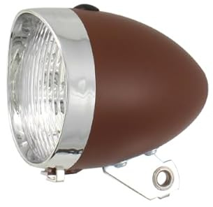 cyclingcolors Fahrrad-Frontlicht, 3x LED, Gabelmontage, braun, Vintage-Stil
