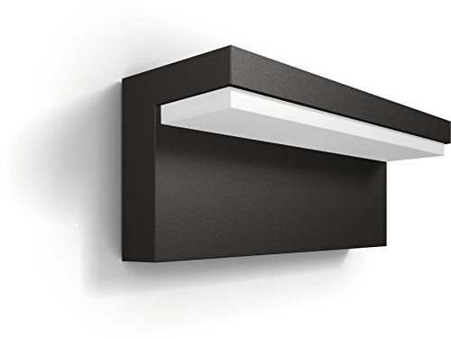PHILIPS Bustan Outdoor-Leuchte, LED-Wandleuchte, Außenbeleuchtung, 9 W, 1.000 lm, 4.000 K Kaltweißes Licht, IP44-Wetterfest, Dimmbar, Integrierte LED, Aluminium, Anthrazitgrau