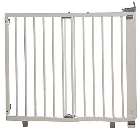 Geuther 2734+ schwenkbares Türschutzgitter Passung: 86 cm - 133 cm TÜV/GS zertifiziert Treppenschutzgitter zum Bohren hohes Babygitter stufenlos einstellbar Sicherheitsverschluss Weiß