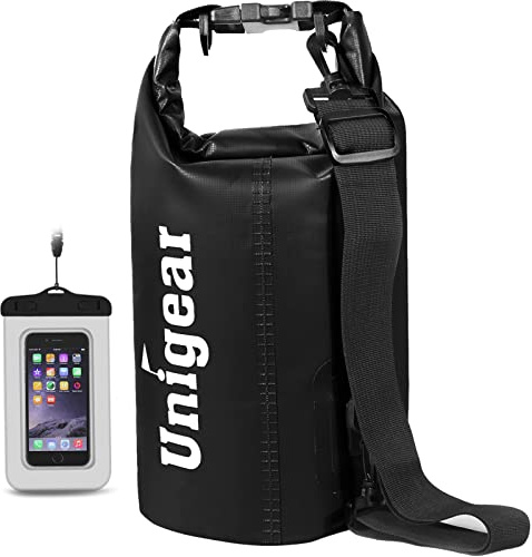 Unigear Dry Bag, 2L/5L/10L/20L/30L/40L/55L, wasserdichter Beutel wasserdichte Taschen Seesack Packsack mit Handytasche und Gurte für Boot und Kajak, Angeln, Rafting, Schwimmen, Camping und Snowboarden