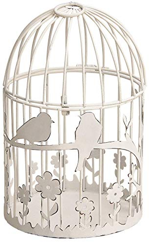 matrasa Deko Vogelkäfig weiß - Metallkäfig Voliere Metall rund befüllbar 12x12x22cm