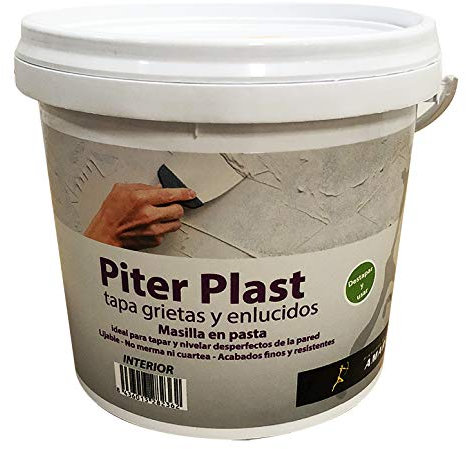 Masilla en pasta al uso. Piter Plast Interior, para tapar agujeros, fisuras y grietas en yeso, escayola, cemento, pladur