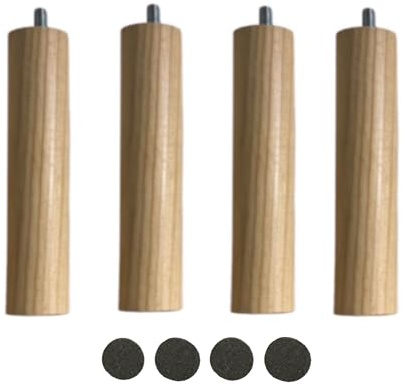 Mobiarioclichi Pieds de sommier en bois massif pour base tapissée avec vis M10 Différentes dimensions et couleurs 4 pièces de 20 cm Naturel