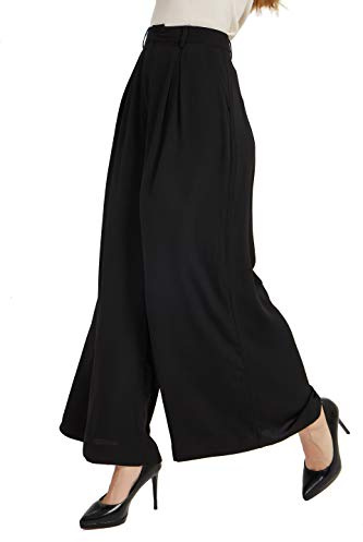 Tronjori Womens High Waist Casual Wide Leg Palazzo Business Pants M Short