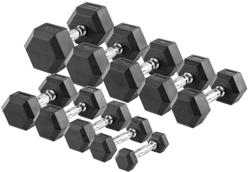 Hex Kompakthantel-Set, 1-10 kg, 10 Stück Hexagon Kurzhanteln | Praktisches Kurzhantel Set mit 10 Hex Hanteln